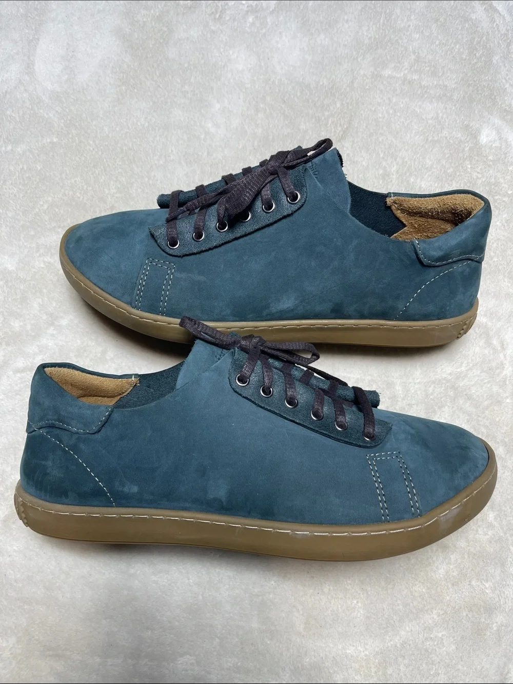 Comfortfusse Ozi Men's Teal Casual Lace-Up Sneakers with Gum Sole Size 43